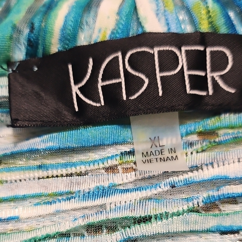 NWT Kasper Blue and Green Open Front Cardigan - Picture 10 of 12